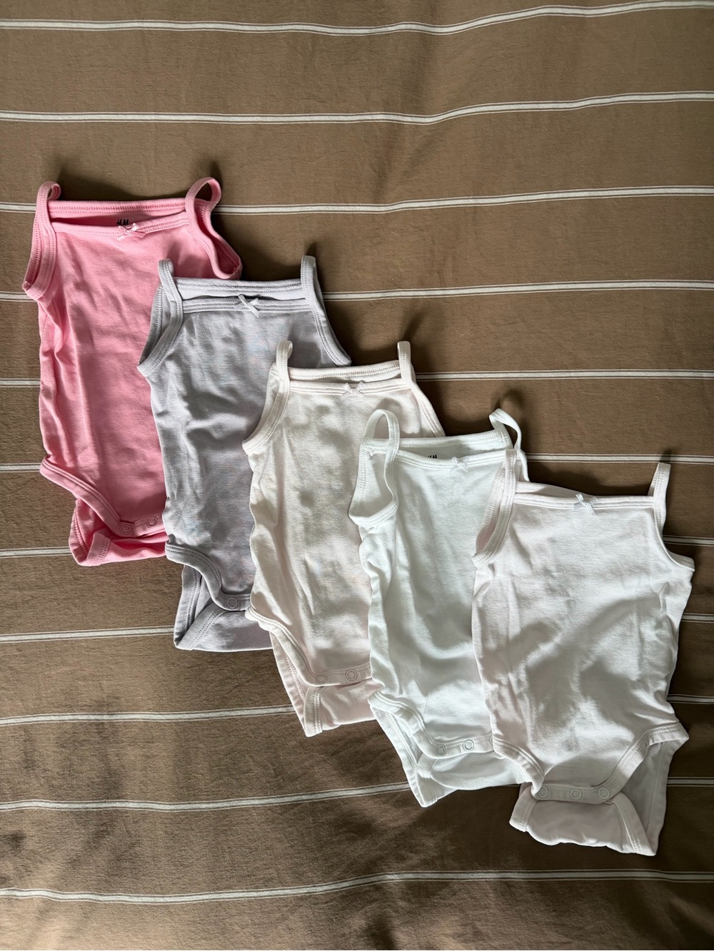 H&M Pack of Girls' Pink, Gray, Cream and White Tank Bodysuits